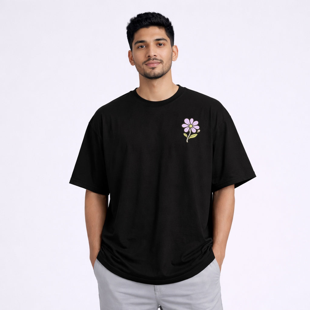 No Rush Just Growth Oversized T-shirt – Black Graphic Tee | Abol Tabol