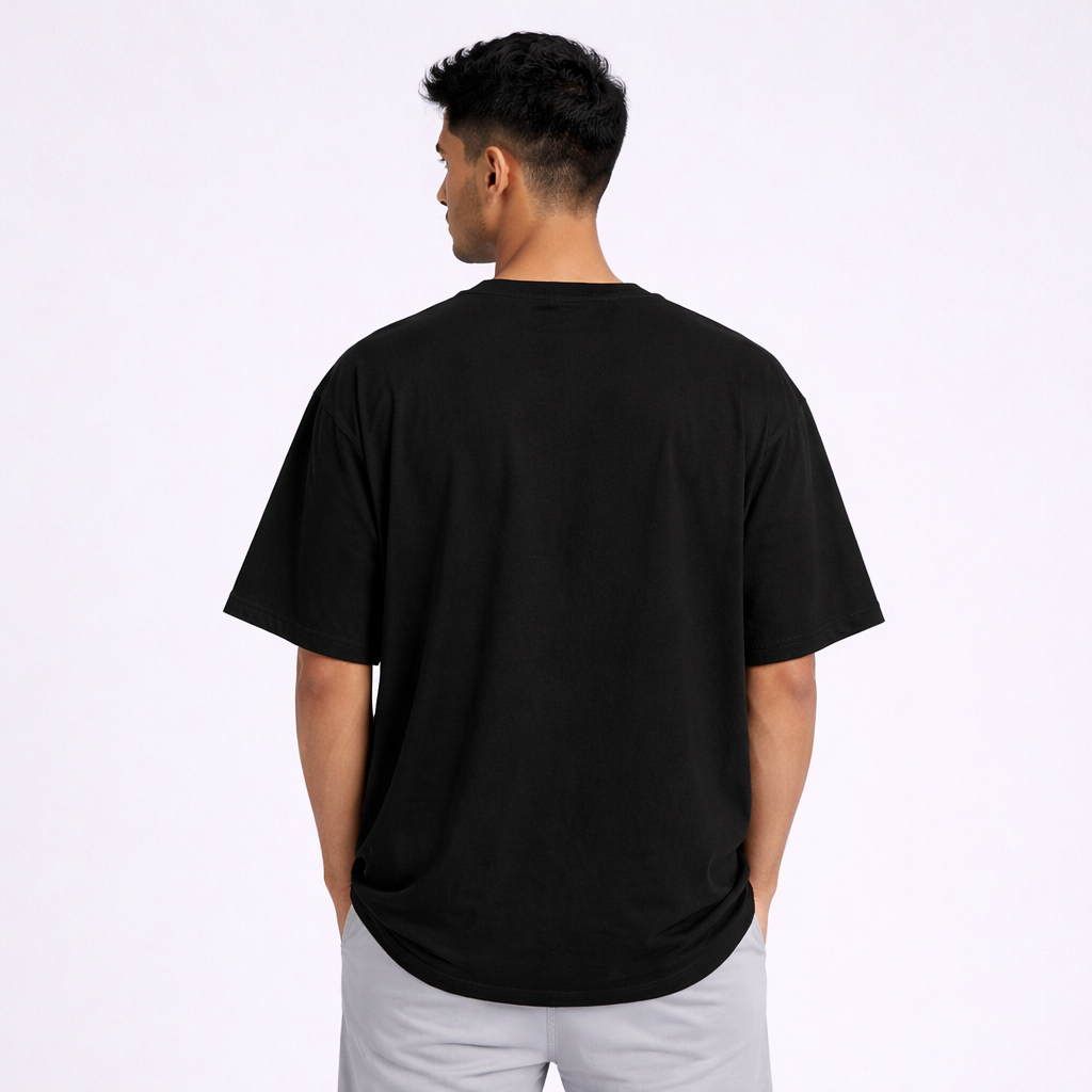 Abol Tabol oversized black tshirt plain back view men